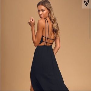 Lulus lost in paradise black long maxi dress small